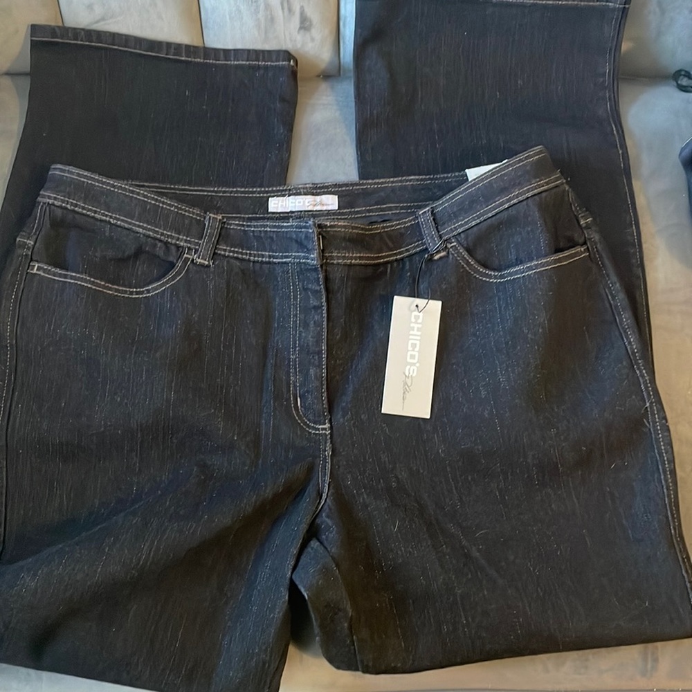 Chicos Platinum Denim Jeans Size 16 Reg Black